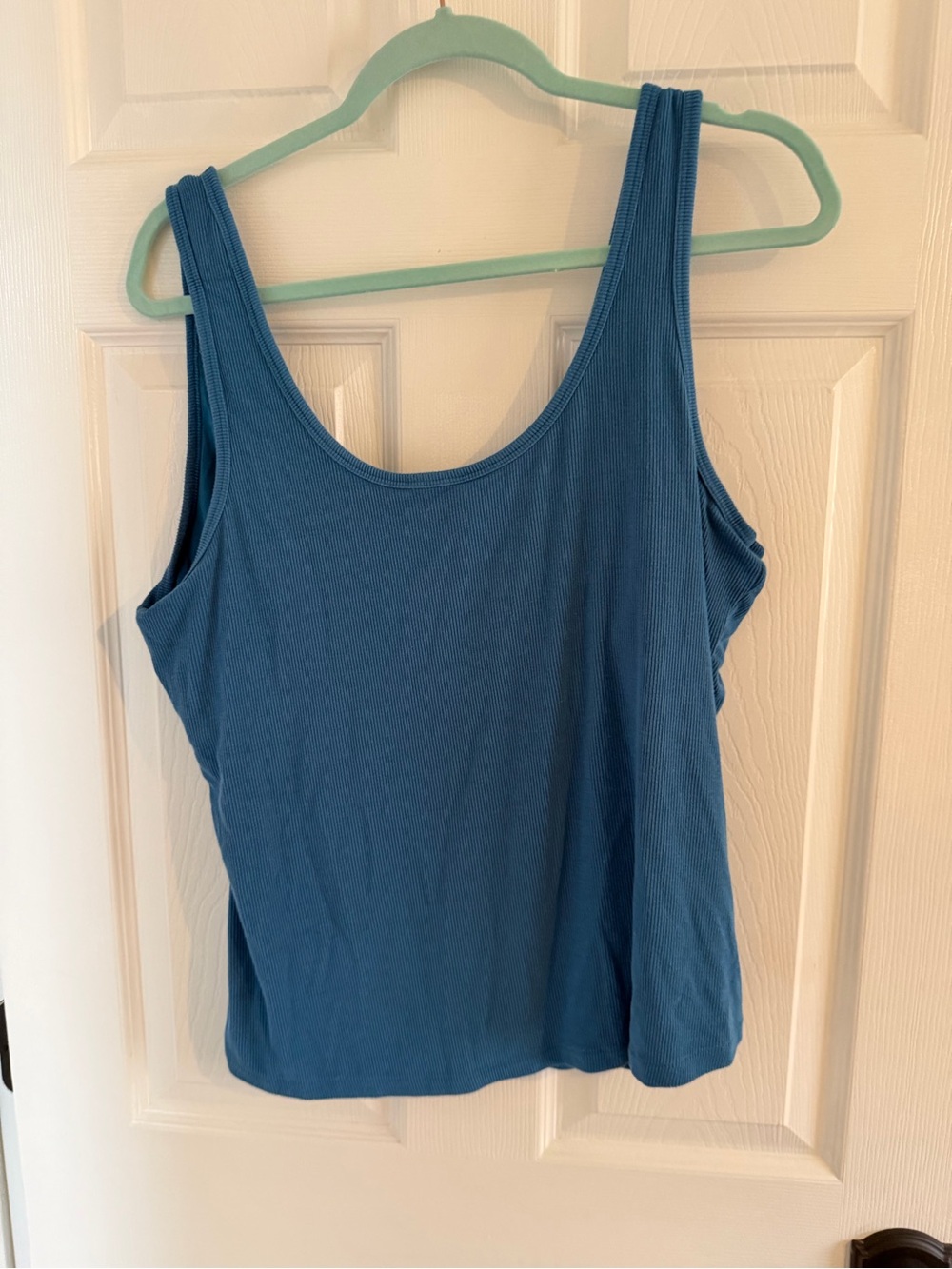 Soma Blue Ribbed Scoop Tank Top with built in bra
